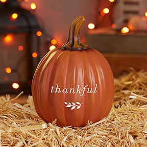 Grateful For Personalized Family Pumpkin - Small Orange - 32039-S