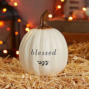 Grateful For Personalized Family Pumpkin - Small Cream - 32039-SC