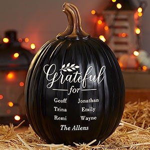 Grateful For Personalized Family Pumpkin - Large Black - 32039-LB