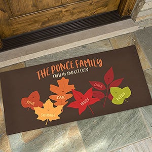 Fall Family Leaf Character Personalized Doormat - 24x48 - 32042-O