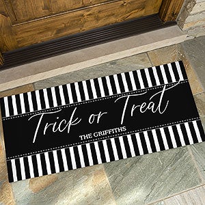 Spellbinding Stripes Personalized Black & White Halloween Doormat- 24x48 - 32044-O