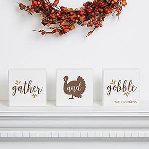 Gather & Gobble Personalized Thanksgiving Shelf Blocks - 3 pc set - 32052-3