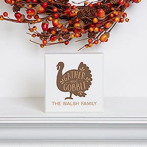 Gather & Gobble Personalized Thanksgiving Single Shelf Block - 32052-1