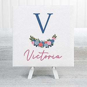 Blooming Baby Name Personalized Baby Canvas Print - 8x8 - 32075-8x8