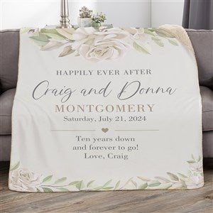 Floral Anniversary Personalized 50x60 Sherpa Blanket - 32115-S