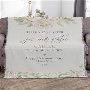 Floral Anniversary Personalized 56x60 Woven Throw - 32115-A