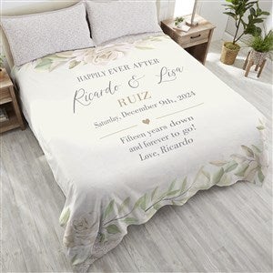 Floral Anniversary Personalized 90x90 Plush Queen Blanket - 32115-QU