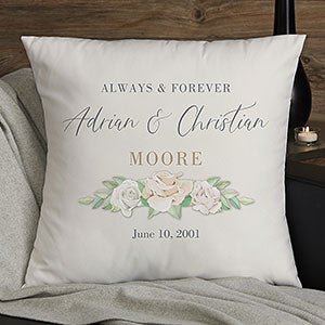 Floral Anniversary Personalized 18x18 Velvet Throw Pillow - 32116-LV