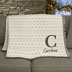 Christmas Sweater Monogram Personalized 56x60 Woven Throw - 32117-A