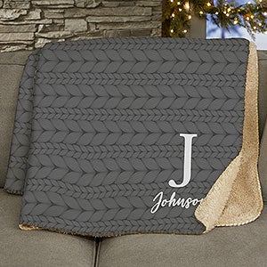 Christmas Sweater Monogram Personalized 60x80 Sherpa Blanket - 32117-SL