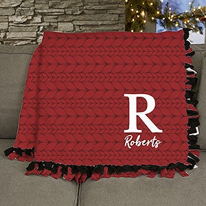 Christmas Sweater Monogram Personalized 50x60 Tie Blanket - 32117-T