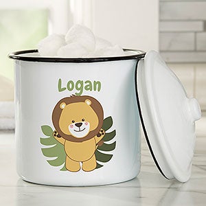 Jolly Jungle Lion Personalized Enamel Jar - Medium Canister - 32152-M