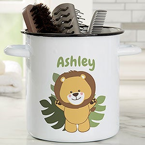 Jolly Jungle Lion Personalized Enamel Jar - Accessory Holder - 32152-U