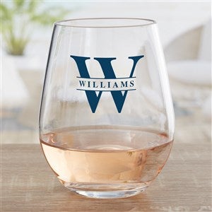 Lavish Last Name Personalized Unbreakable Tritan Stemless Wine Glass - 32182-W