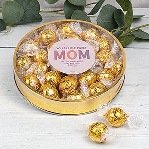 You Are One Sweet Mom Personalized Large Gold Lindt Gift Tin- White Chocolate - 32191D-LW