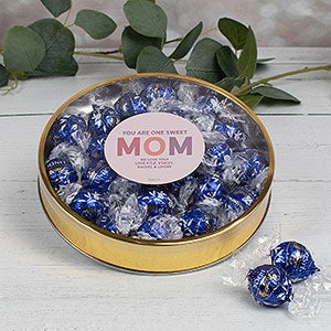 You Are One Sweet Mom Personalized Large Gold Lindt Gift Tin- Dark Chocolate - 32191D-LD