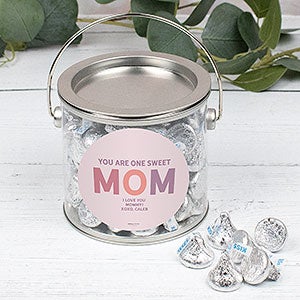 You Are One Sweet Mom Personalized Silver Paint Can with Silver Kisses - 32194D-S