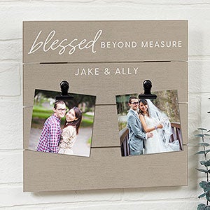 Blessed Beyond Measure Personalized Photo Clip Shiplap Signs- 12 x 12 - 32199-12x12