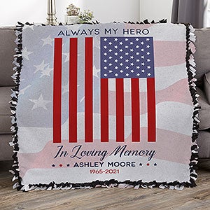 Always Our Hero Personalized 50x60 Tie Blanket - 32219-T