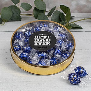 Best Dad Ever Personalized Large Gold Lindt Gift Tin - Dark Chocolate - 32228D-LD