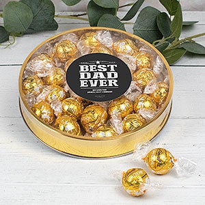 Best Dad Ever Personalized Large Gold Lindt Gift Tin - White Chocolate - 32228D-LW