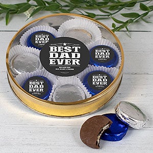 Best Dad Ever Large Tin with 8 Chocolate Covered Oreo Cookies Gold - 32229D-LG