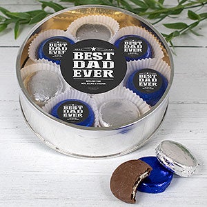 Best Dad Ever X-Large Tin with 16 Chocolate Covered Oreo Cookies Silver - 32229D-XLS