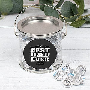 Best Dad Ever Personalized Silver Paint Can with Sticker- Silver Kisses - 32231D-S