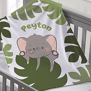 Jolly Jungle Elephant Personalized 30x40 Fleece Baby Blanket - 32242-SF