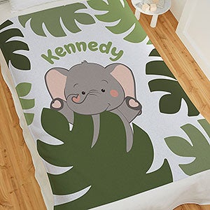 Jolly Jungle Elephant Personalized 50x60 Sweatshirt Baby Blanket - 32242-SW
