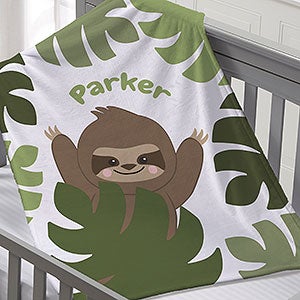 Jolly Jungle Sloth Personalized 30x40 Fleece Baby Blanket - 32244-SF