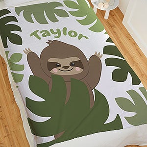 Jolly Jungle Sloth Personalized 50x60 Fleece Baby Blanket - 32244-F