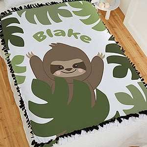 Jolly Jungle Sloth Personalized 50x60 Tie Baby Blanket - 32244-T