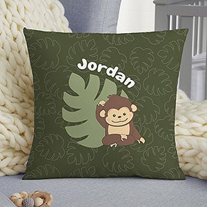 Jolly Jungle Monkey Personalized 14 Baby Velvet Throw Pillow - 32245-SV