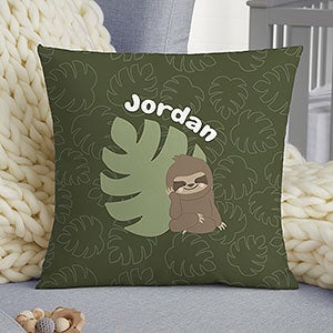 Jolly Jungle Sloth Personalized 14 Baby Throw Pillow - 32249-S