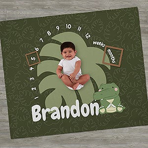 Jolly Jungle Alligator Personalized Baby Milestone Fleece Blanket - 32254-A