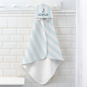 Delicate Stripes Personalized Baby Boy Hooded Towel - 32266