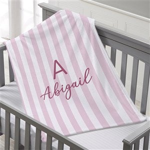 Delicate Stripes Personalized Girl 30x40 Plush Fleece Baby Blanket - 32268-SF