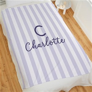 Delicate Stripes Personalized Girl 60x80 Plush Fleece Blanket - 32268-L