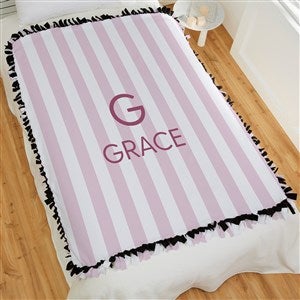 Delicate Stripes Personalized Girl 50x60 Tie Blanket - 32268-T