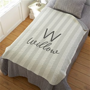Delicate Stripes Personalized Girl 50x60 Quilted Blanket - 32268-Q