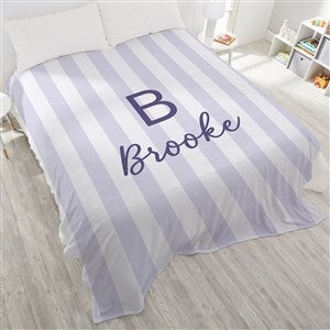 Delicate Stripes Personalized Girl 90x108 King Plush Fleece Blanket - 32268-K