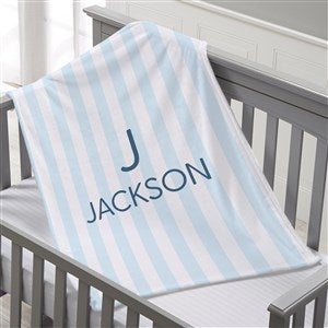 Delicate Stripes Personalized 30x40 Plush Fleece Baby Boy Blanket - 32269-SF