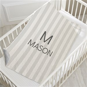 Delicate Stripes Personalized 30x40 Quilted Baby Boy Blanket - 32269-SQ