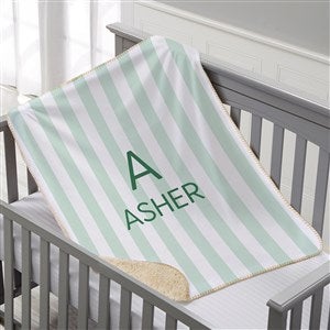 Delicate Stripes Personalized 30x40 Sherpa Baby Boy Blanket - 32269-SS