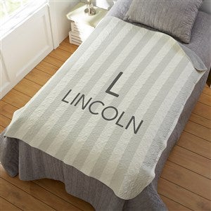 Delicate Stripes Personalized Boy 50x60 Quilted Blanket - 32269-Q
