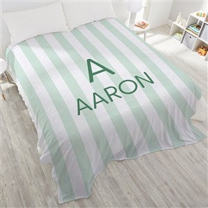 Delicate Stripes Personalized Boy 90x108 Queen Plush Fleece Blanket - 32269-K