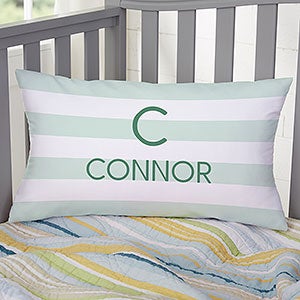 Delicate Stripes Boy Personalized Lumbar Velvet Throw Pillow - 32270-LBV