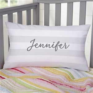 Delicate Stripes Personalized Girl Lumbar Velvet Throw Pillow - 32271-LBV