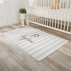 Delicate Stripes Baby Girl Personalized Nursery Area Rug - 2.5x4 - 32274-S